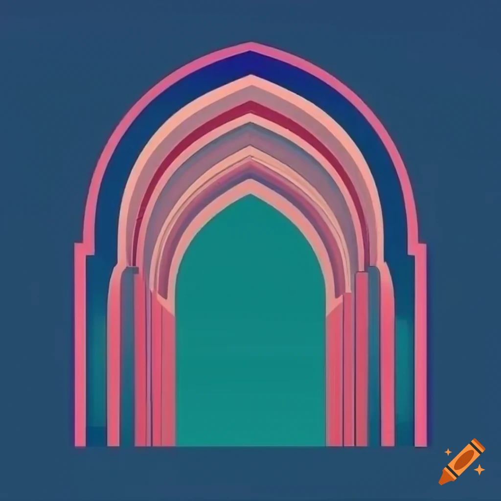 Abstract artwork featuring geometric arches