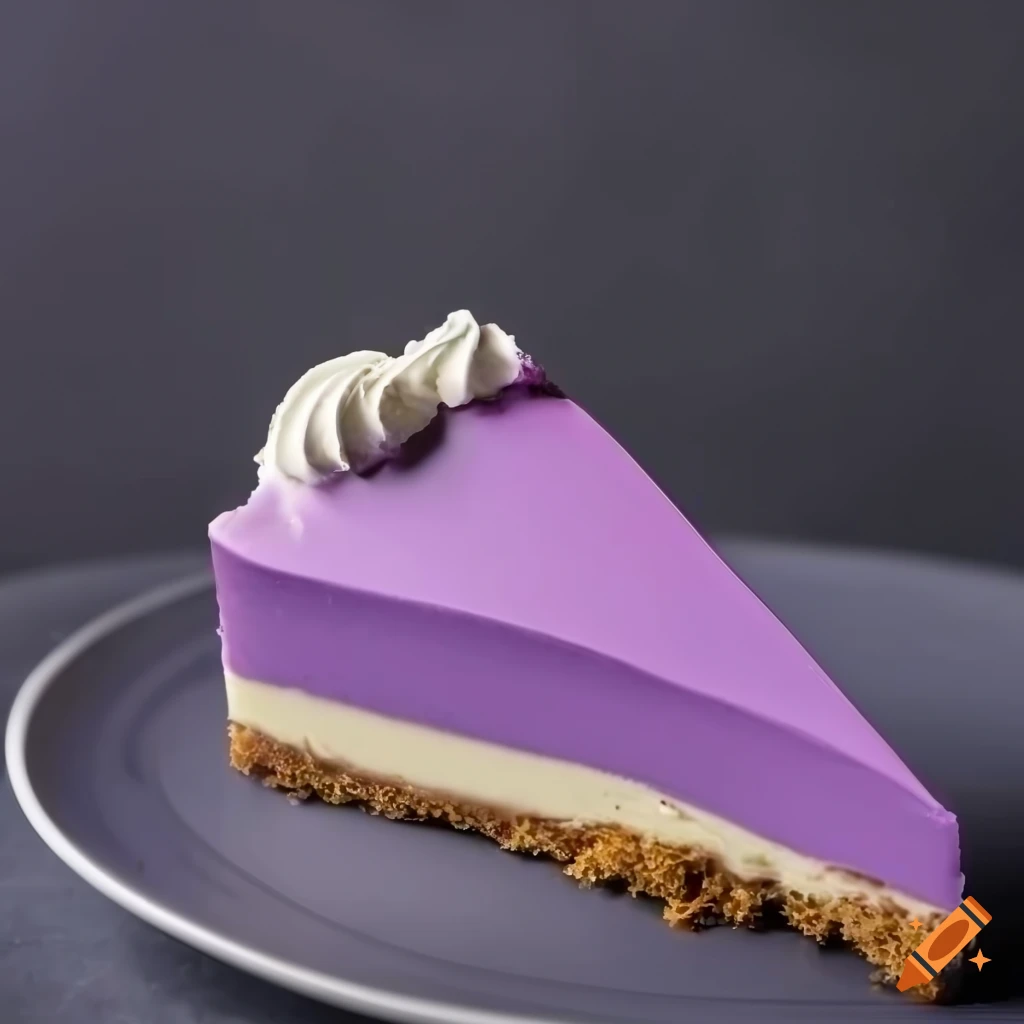 Purple cheesecake with whipped cream and drizzle on Craiyon