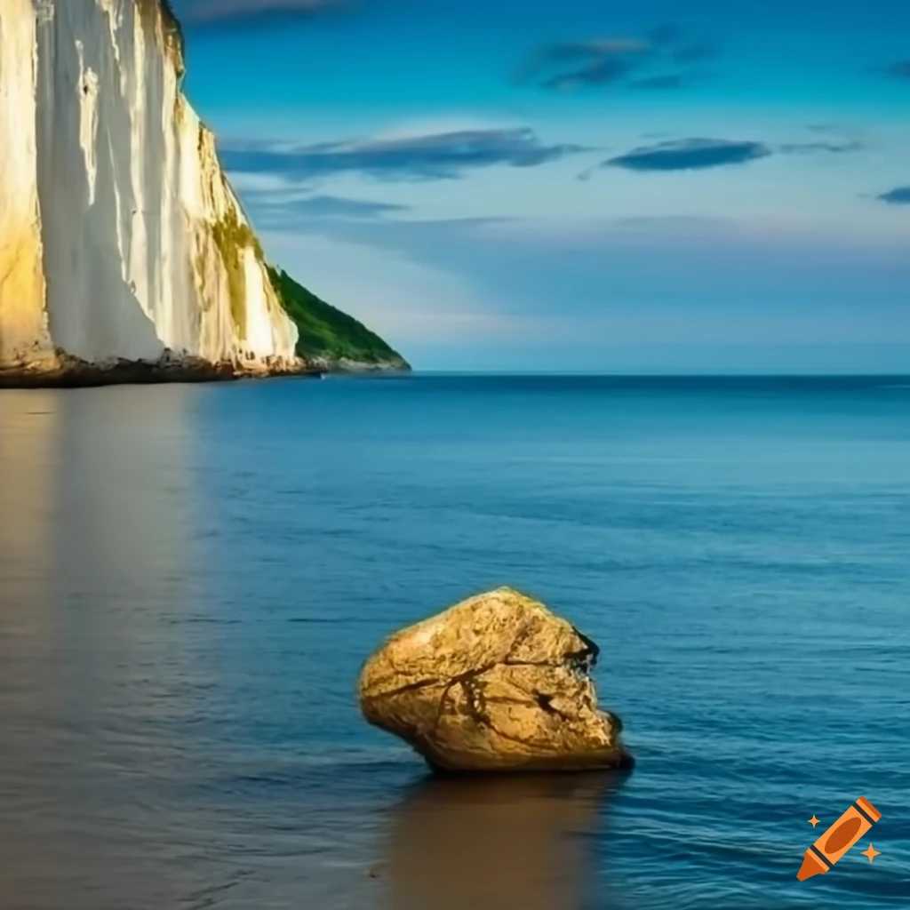 boulder in front of Ruegen's chalk cliffs