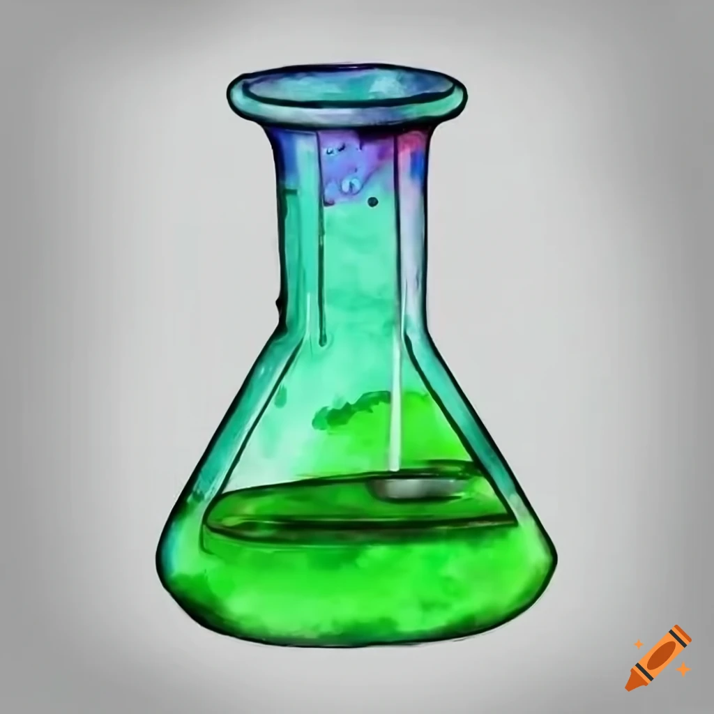 Green liquid in a flask on Craiyon
