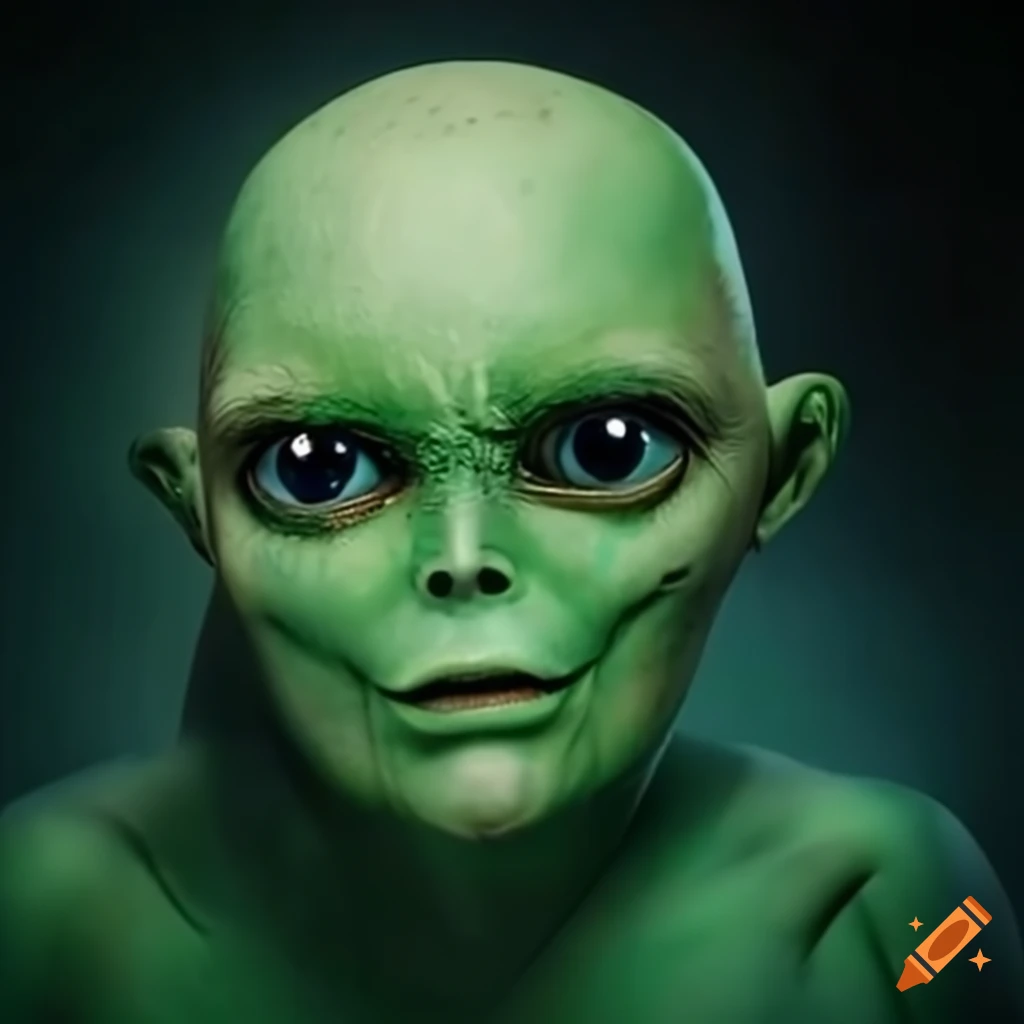 realistic green space alien character