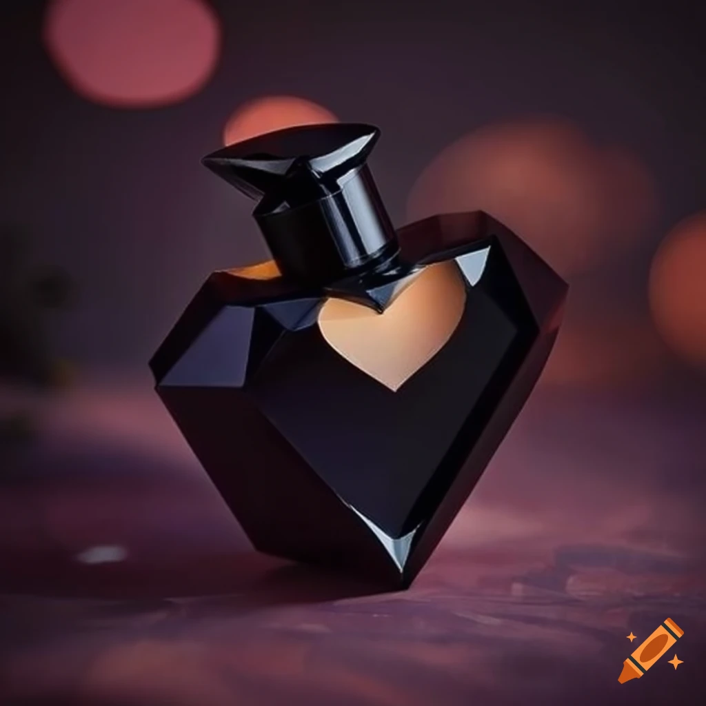 Luxury perfume bottle in a polygonal heart shape on Craiyon