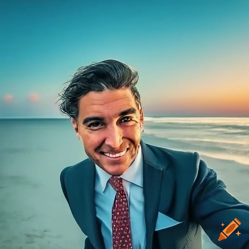 Alonzo Alvarez de Pineda taking a selfie on Texas Gulf Coast