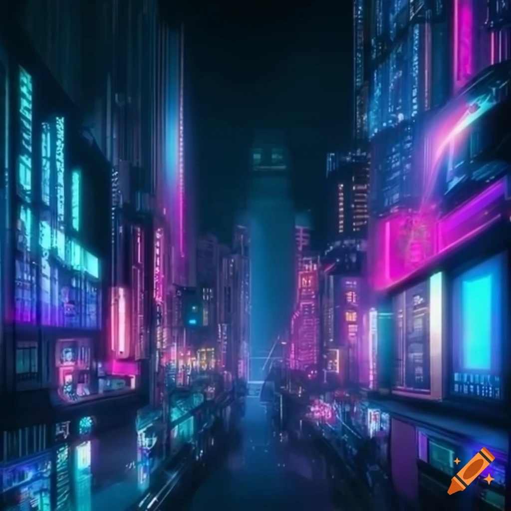 Cyberpunk Cityscape With Vibrant Neon Lights On Craiyon 