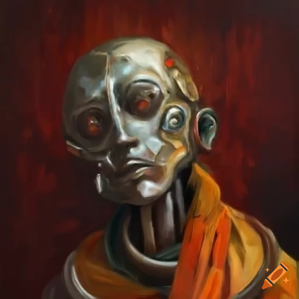 artwork of a robot monk