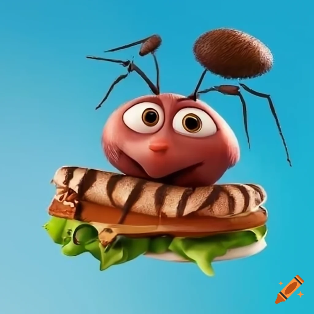 Pixar movie cover depicting ants with a sandwich