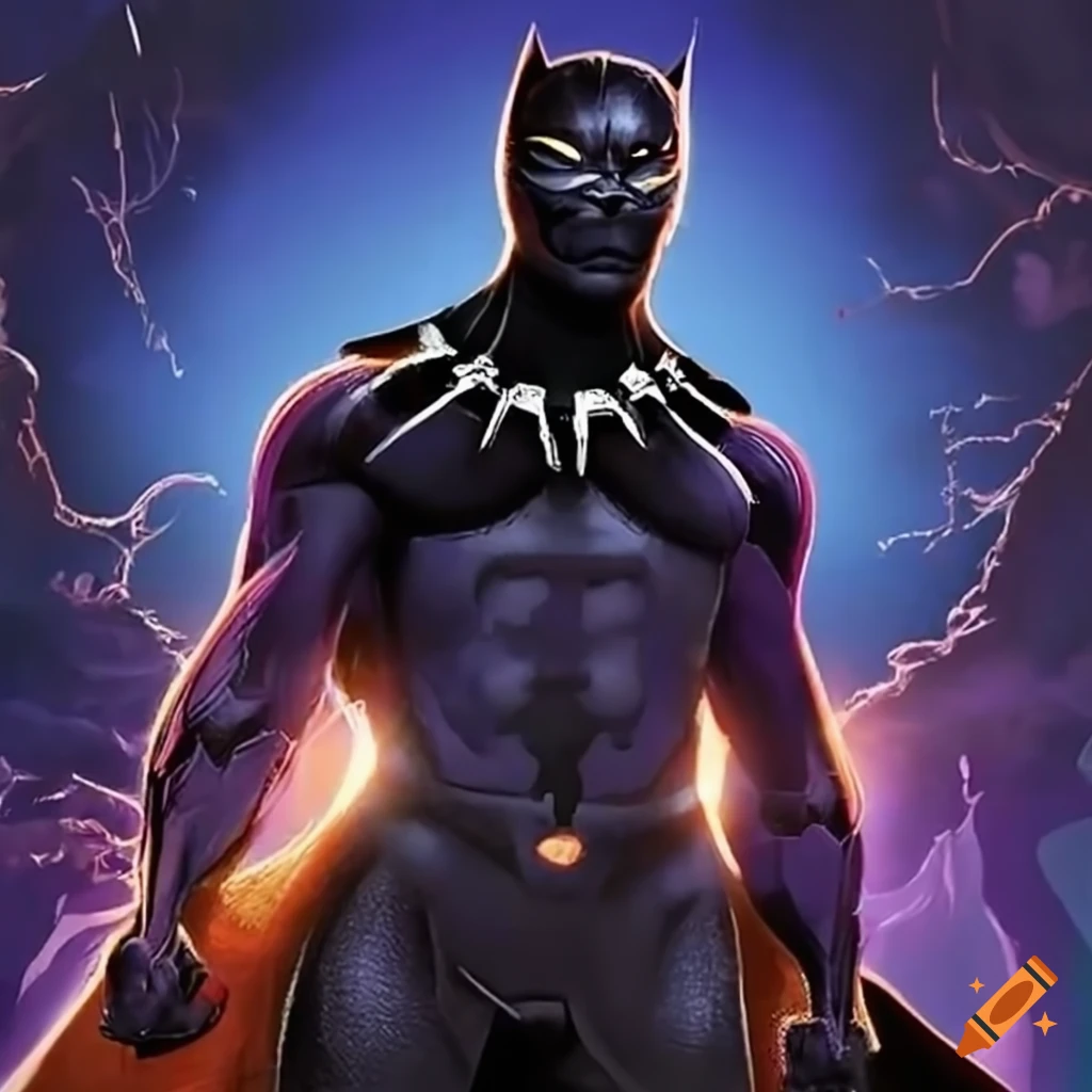 Black panther hero in halloween setting on Craiyon