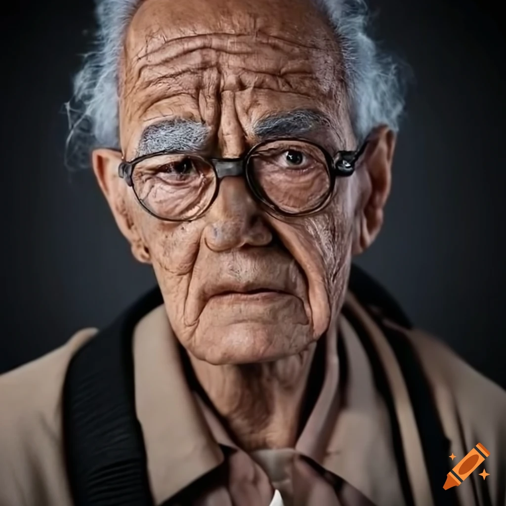hyperrealistic portrait of an old doctor