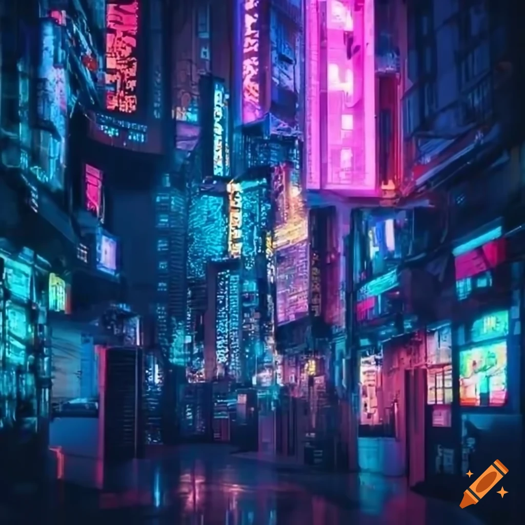 Hd Realistic Cyberpunk City With Vibrant Neon Lights On Craiyon 