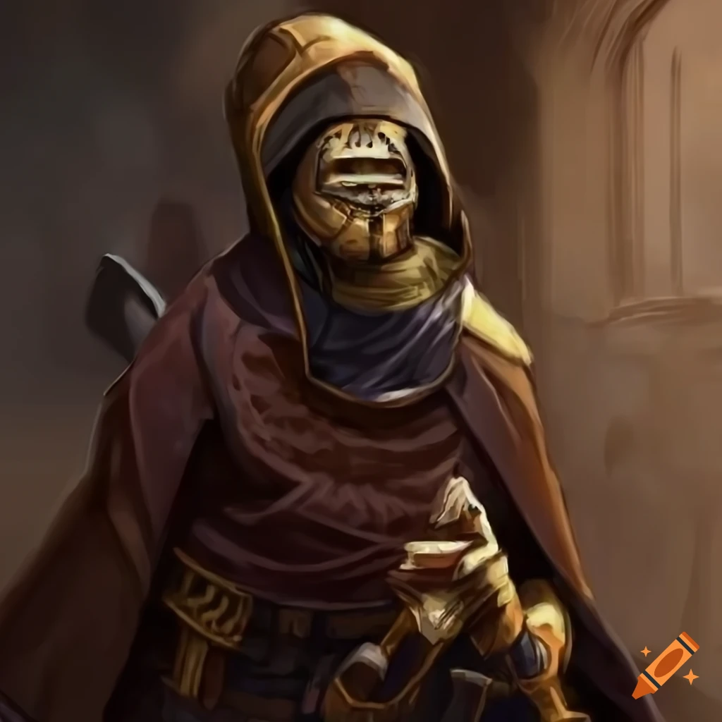 Artistic depiction of a dnd artificer with gadgets and a cloak on Craiyon