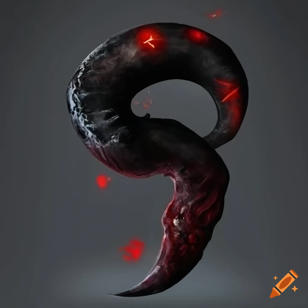 black horn with red engraved runes