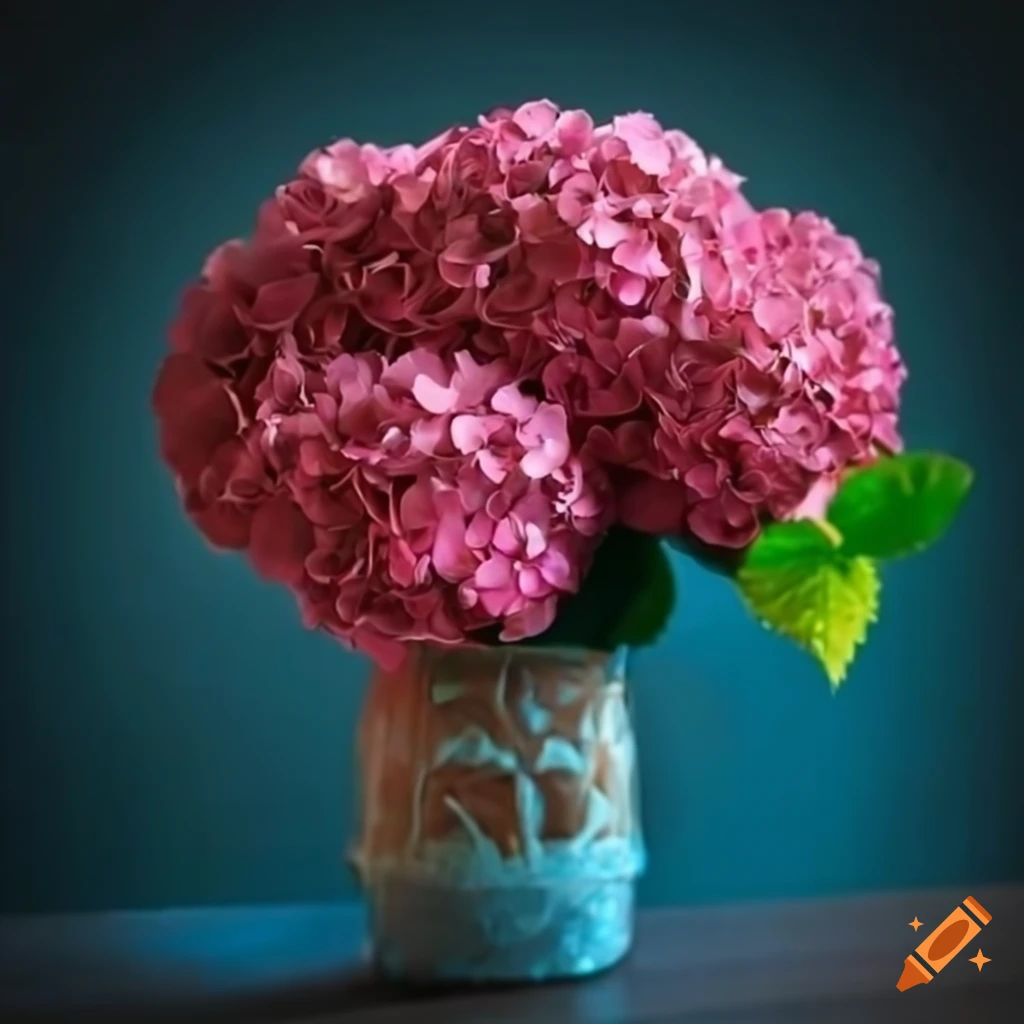 vase of small hydrangea flowers