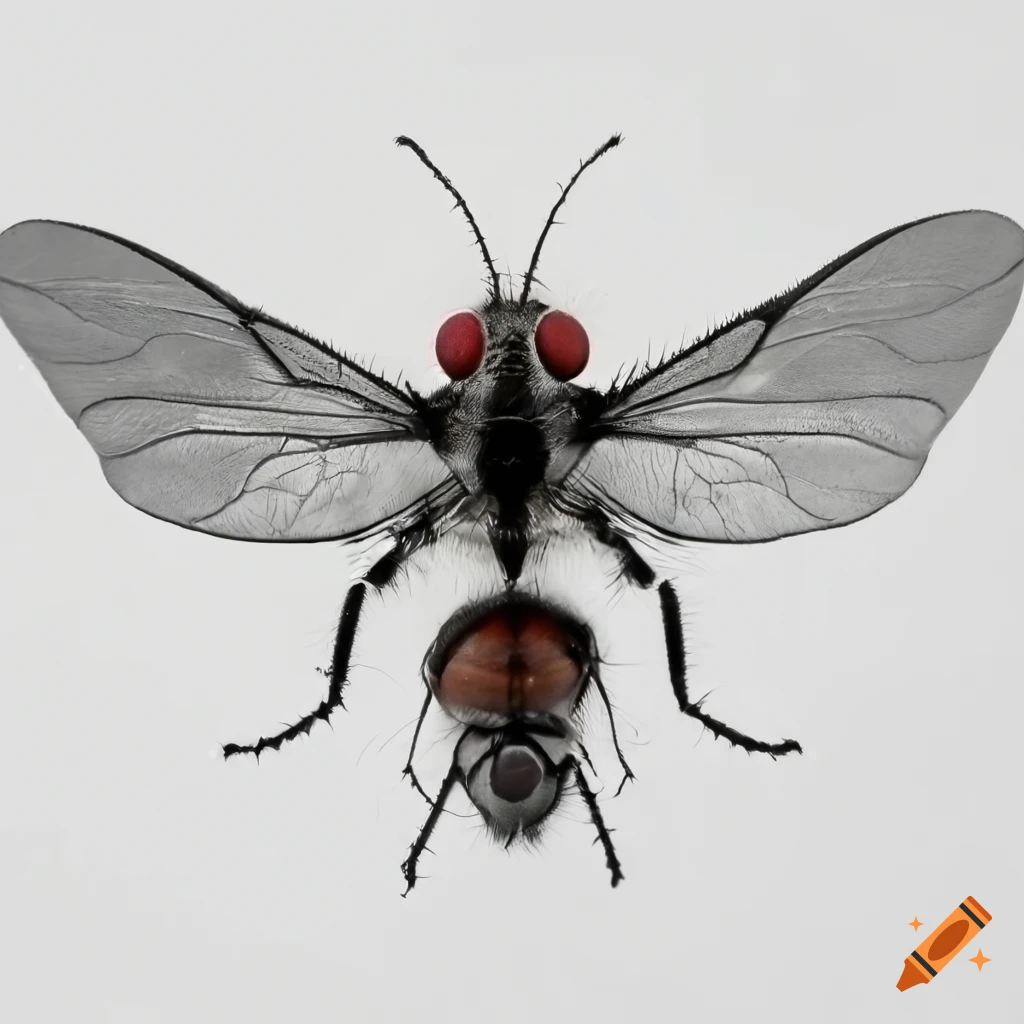 White background with a fly insect on Craiyon