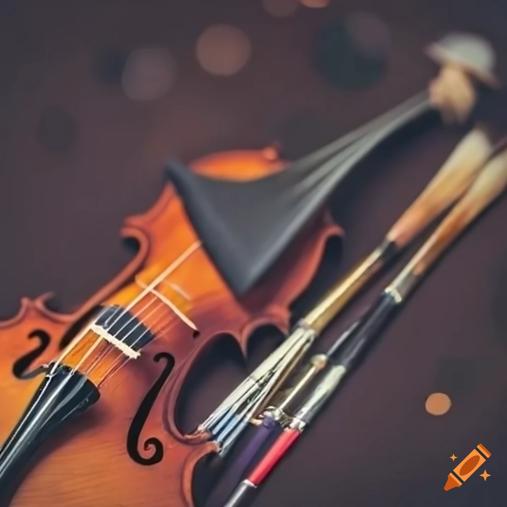 violin and paintbrushes