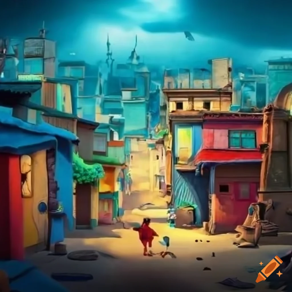 poster of a Mexican village inspired by Disney Pixar style
