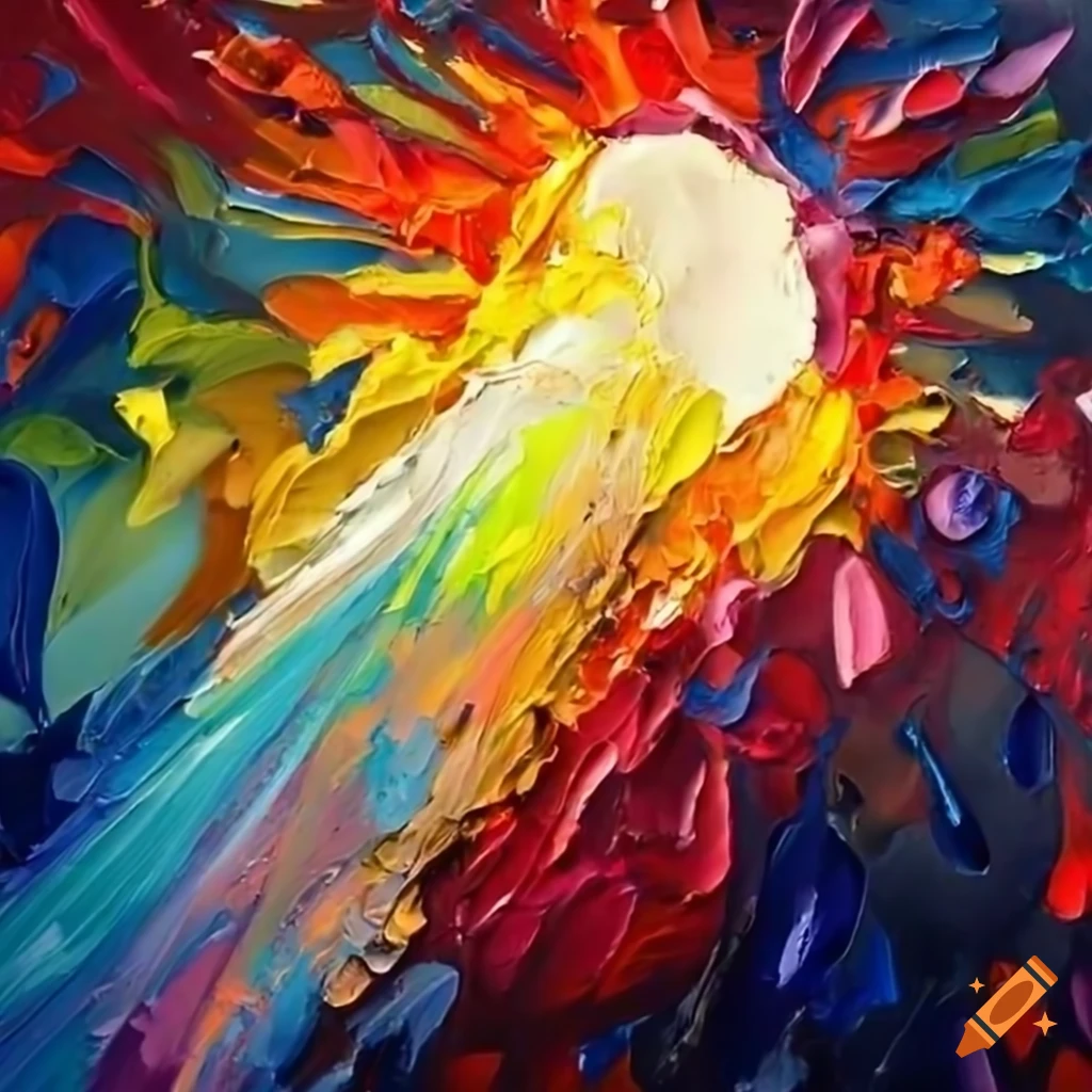 Painting of a beam of light emitted by a hand on Craiyon