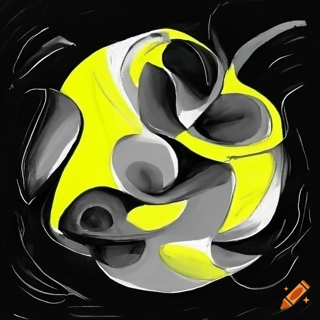 cubist artwork with yellow tones