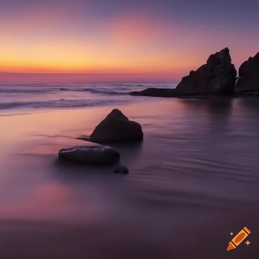 sunset beach with rocks