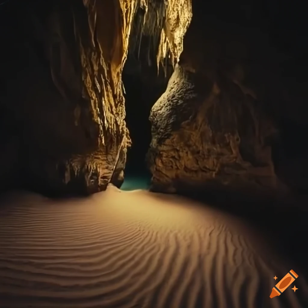 sandy cave with yellow light