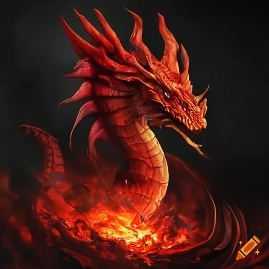 Fire-breathing red dragon on Craiyon
