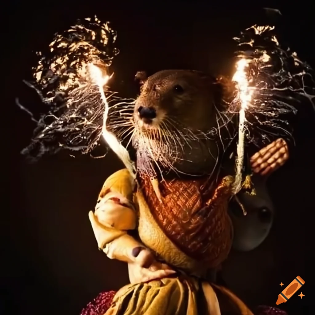 funny otter dressed as a Valencian fallero