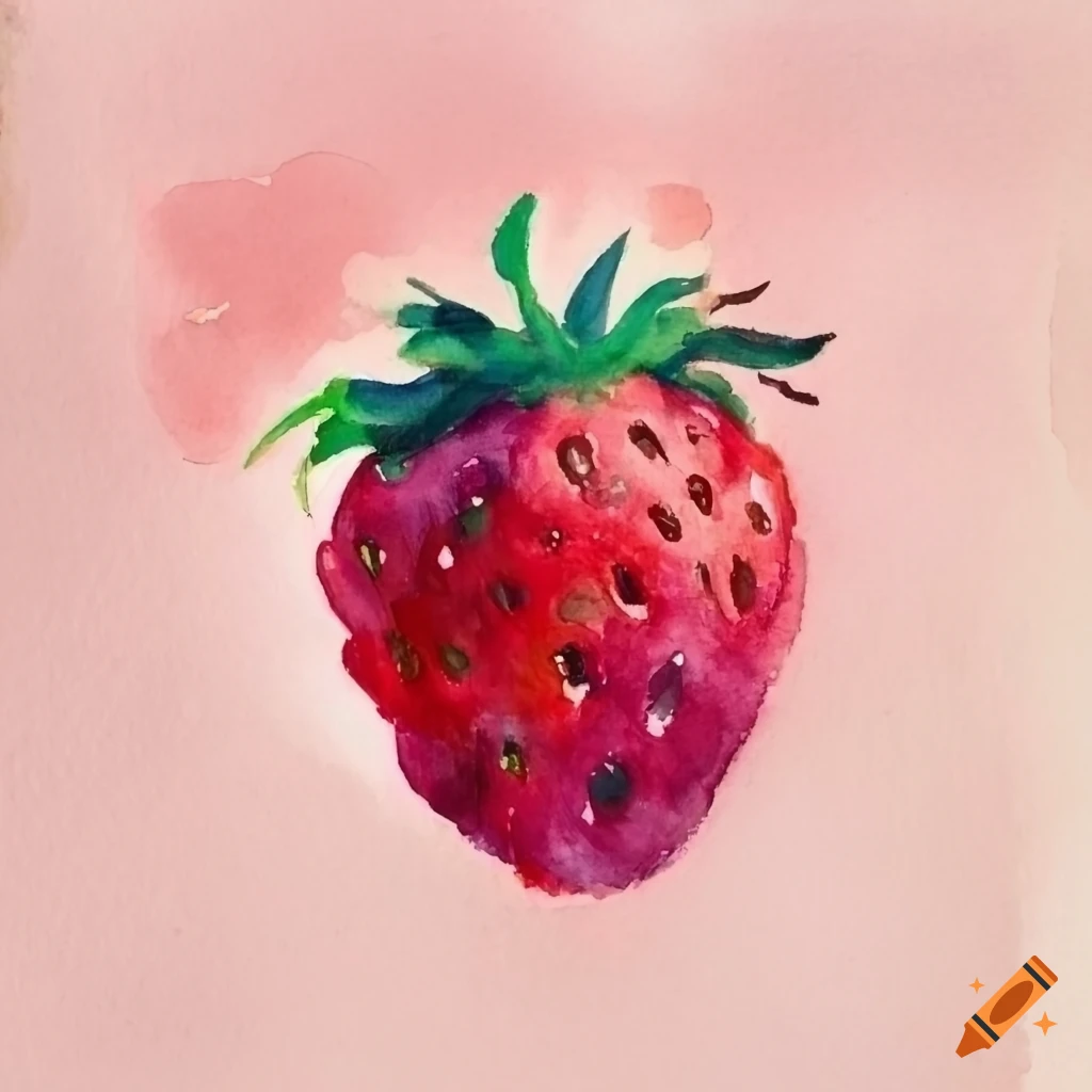 Pink watercolor painting of strawberries on Craiyon