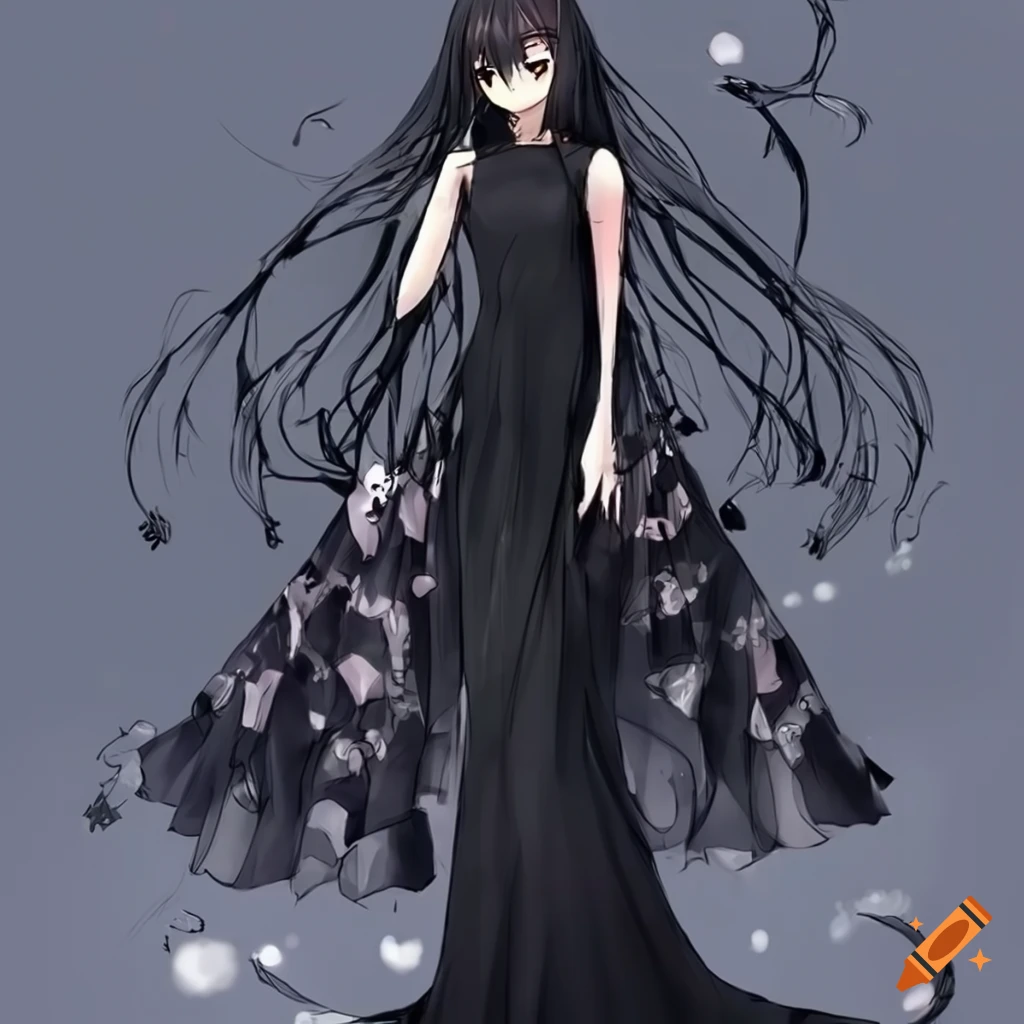 image of an anime character wearing a frilly black dress