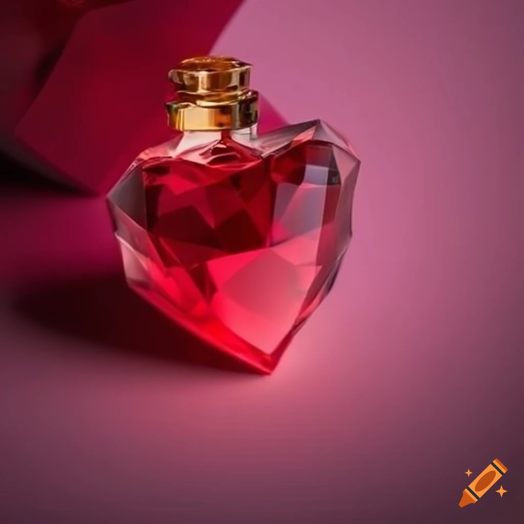 red ruby heart-shaped perfume bottle