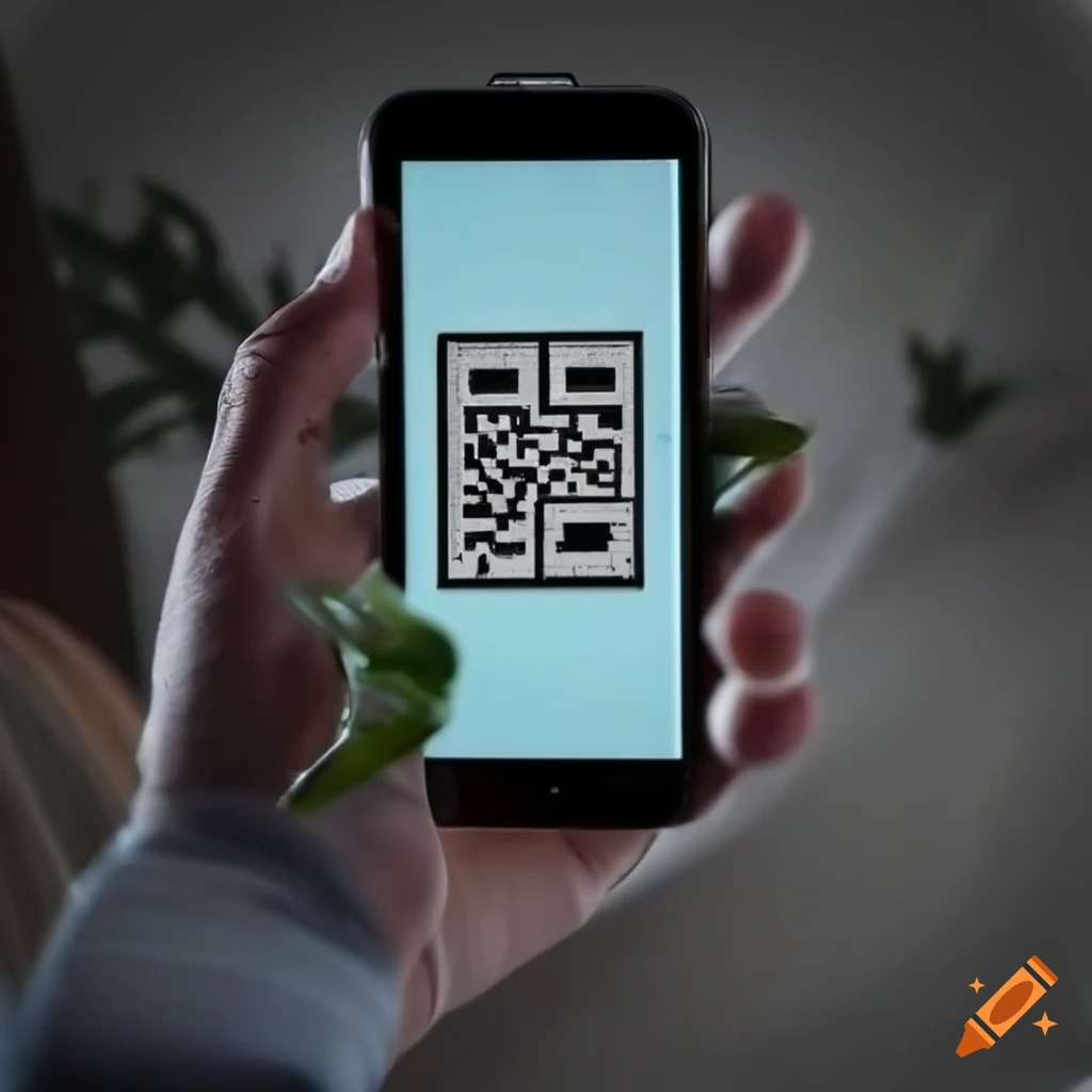 close-up of a smartphone displaying a scannable QR code