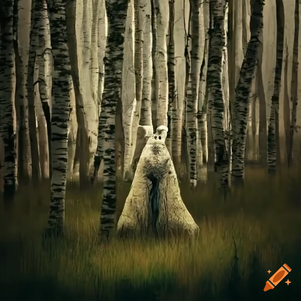 portrait of a forest spirit in a birch forest