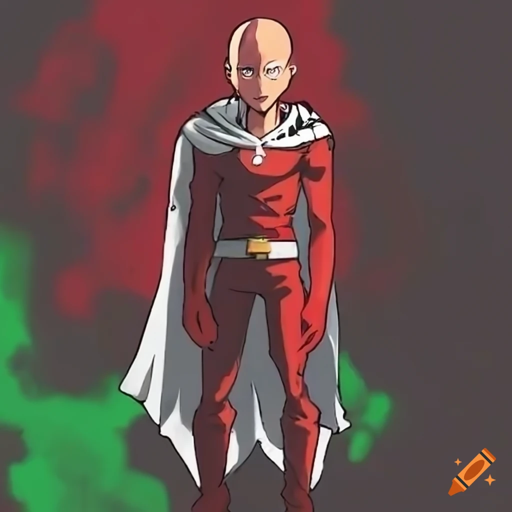 Saitama and genos in a coffee shop on Craiyon