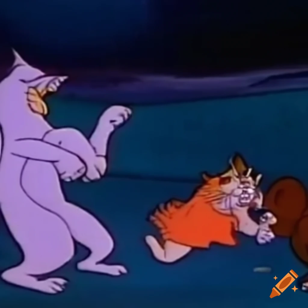Cartoon Image Of A Streetwise Cat And His Wild West Pals Fighting 
