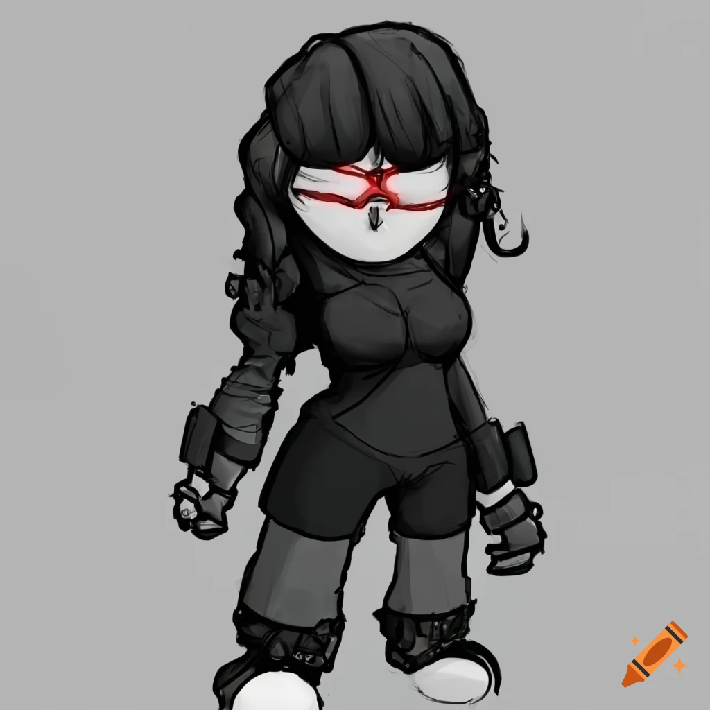Digital art of a female character in madness combat style
