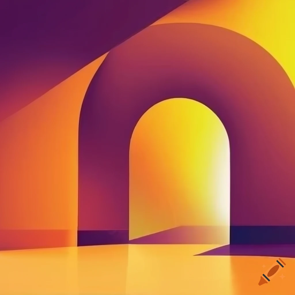 Abstract geometric art with arches and steps