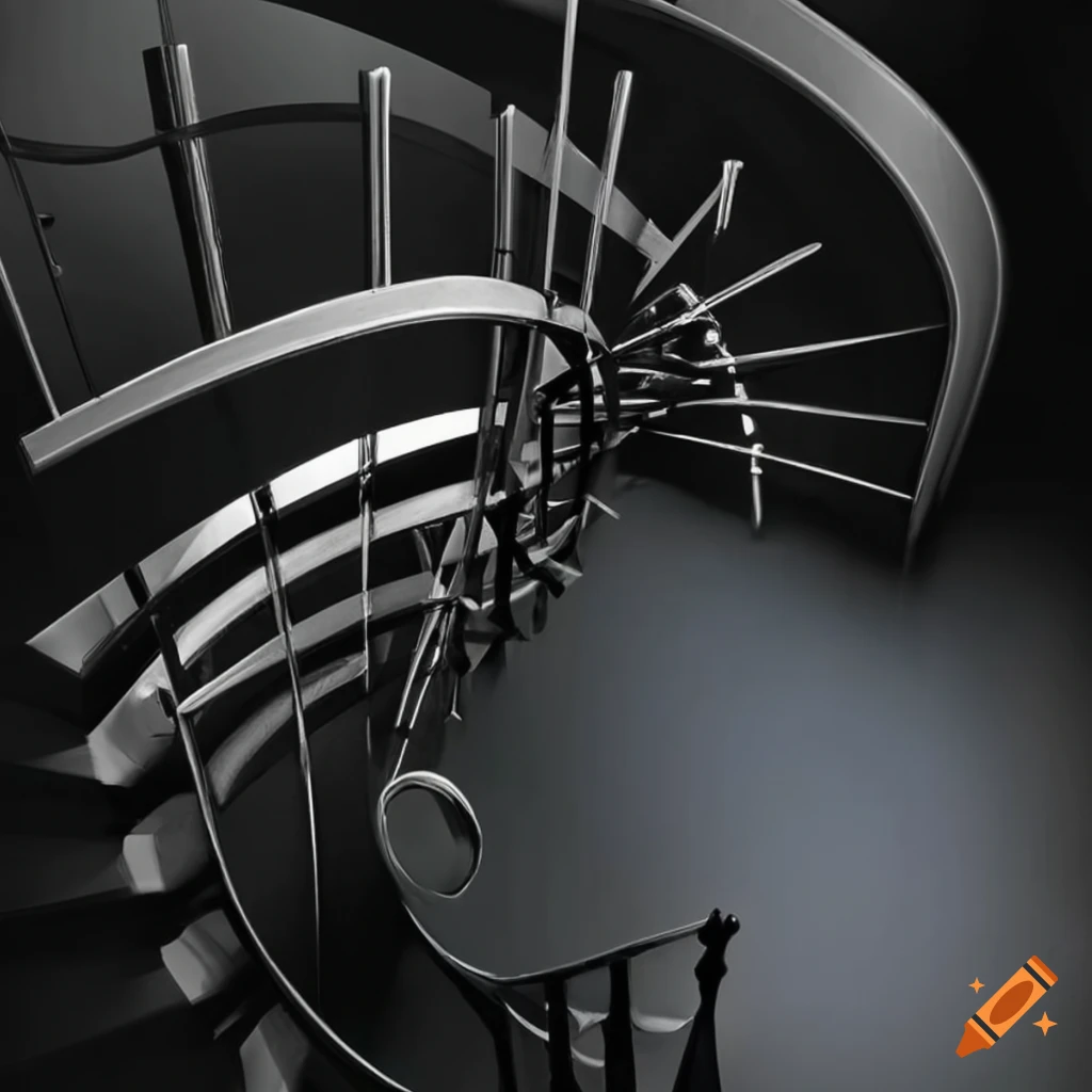 black and silver spiral staircase