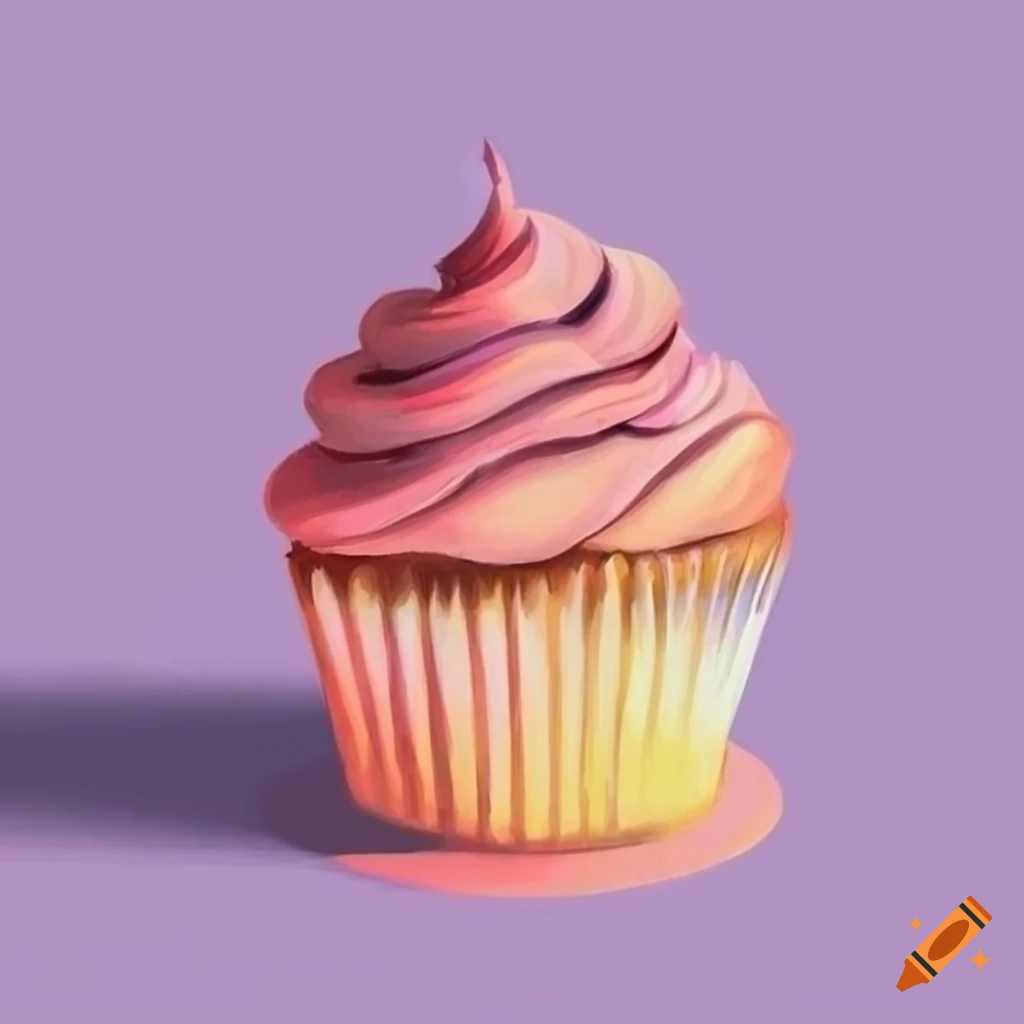 Minimalistic cupcake illustration in soft pastel colors on Craiyon