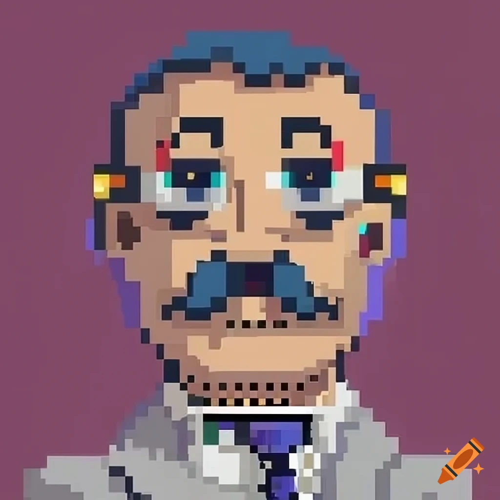 Pixel art of mr. bean character on Craiyon