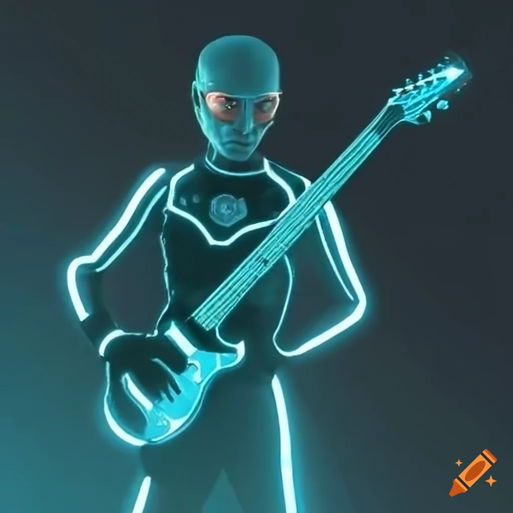 Bass guitar player in tron movie on Craiyon