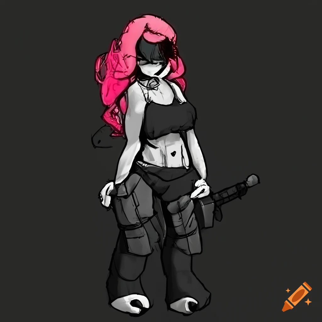Digital art of a female character in madness combat style