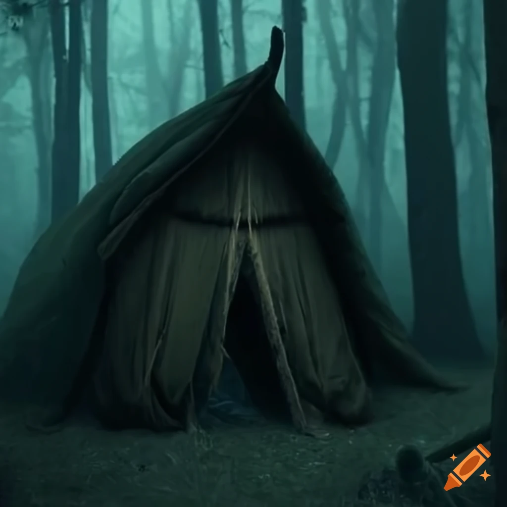 Creepy Makeshift Shelter In A Dark Forest bushcraft-lean-to-cheap-store-contratacion-fundovidaips