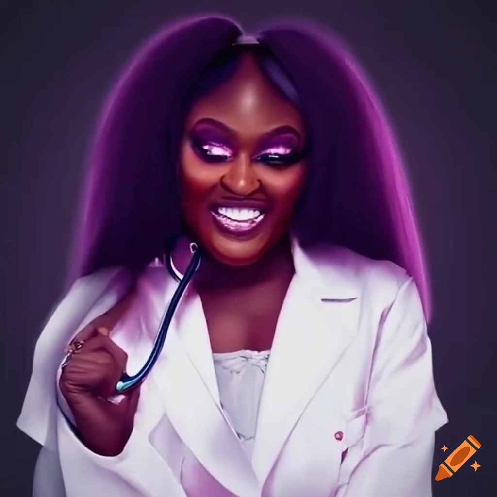 Cupcakke as a doctor listening to heartbeat