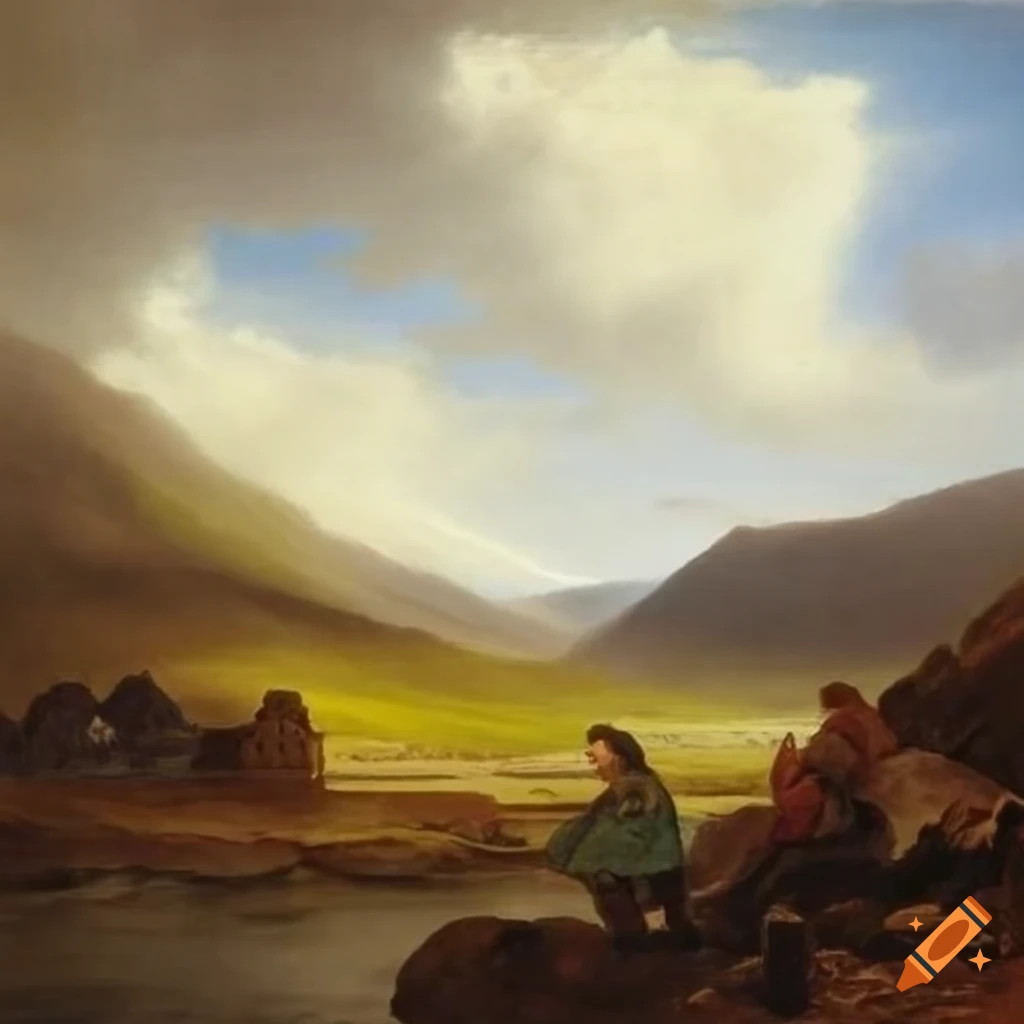 Painting of an irish landscape in the style of william mulready on Craiyon