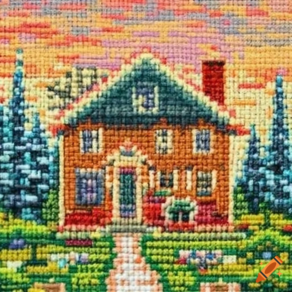 crossstitch-artwork-of-a-house-on-craiyon
