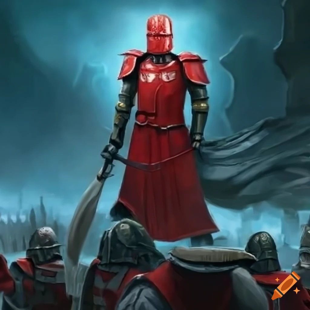 Image of imperial praetorian guard and templar knight in battle on Craiyon