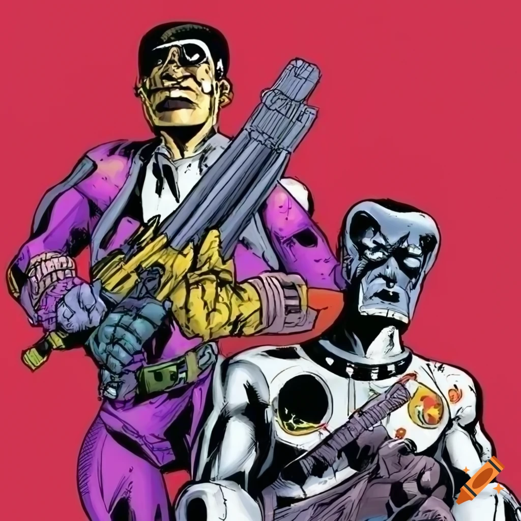 comic book style artwork of two space gangsters