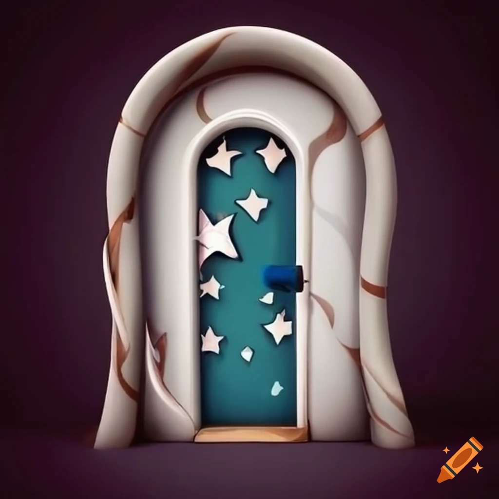 cartoon door with shining star