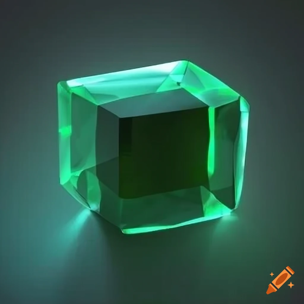 green light shining from a black cube