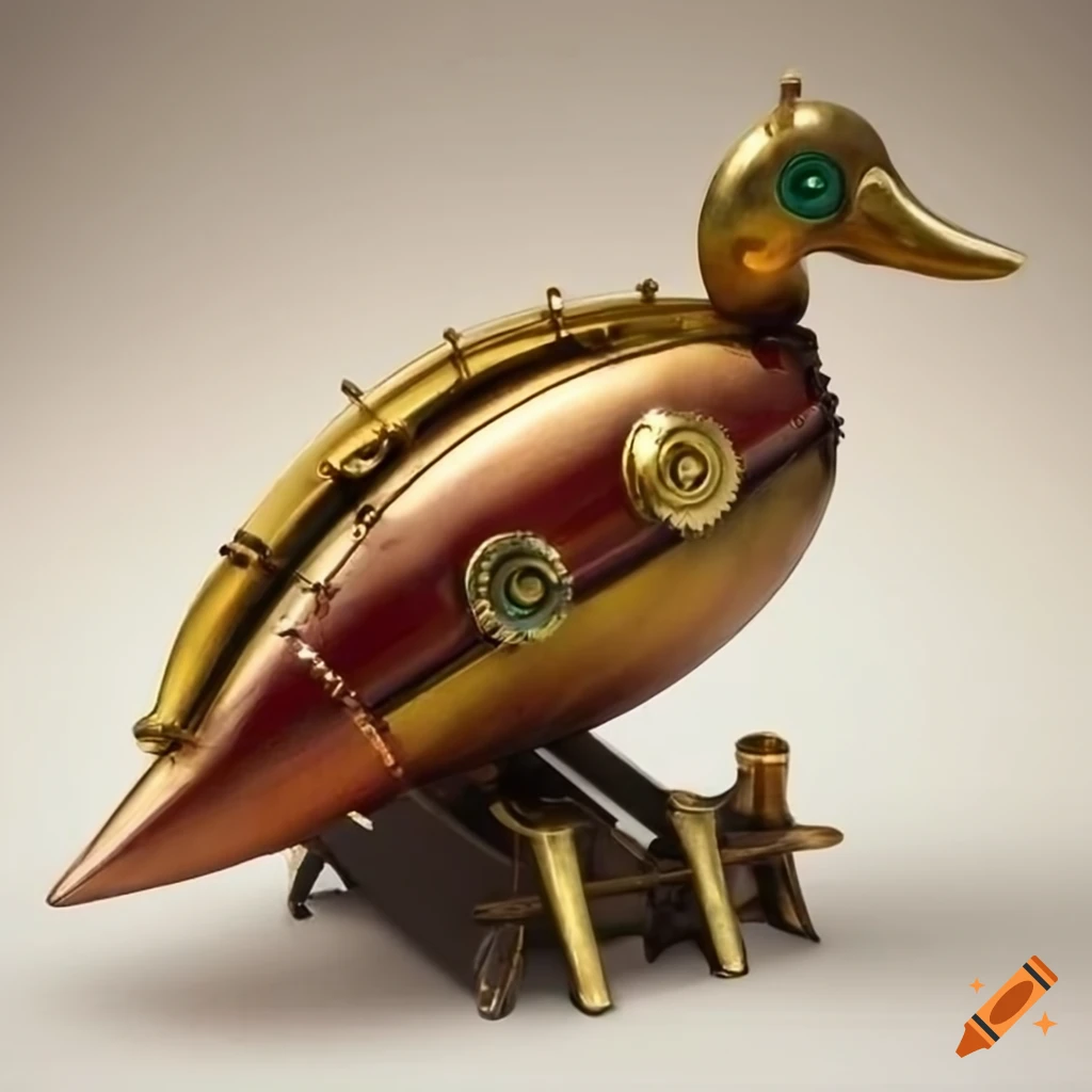 steampunk missile in the shape of a duck
