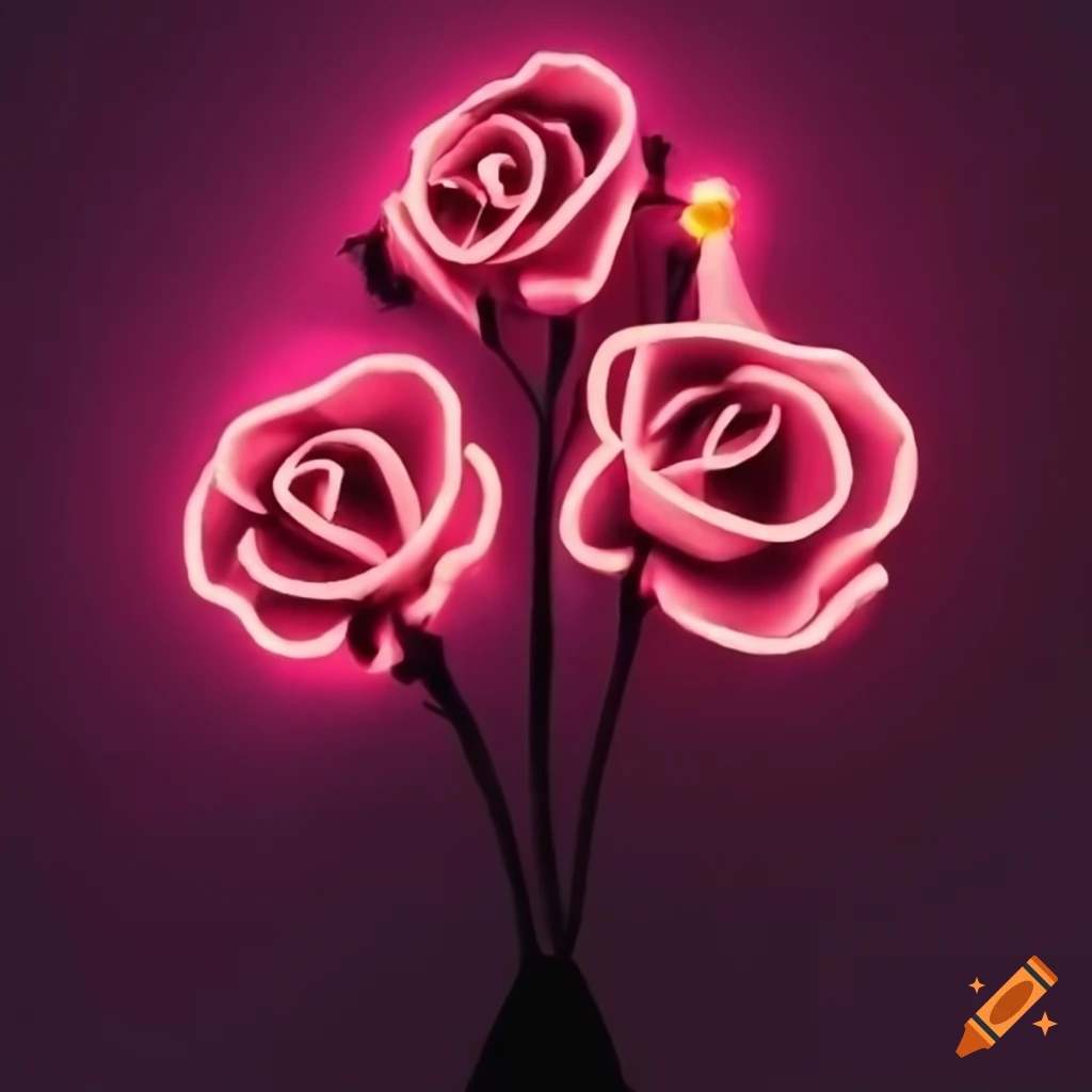 Pink Neon Rose by DigiArt Diaries by Vicky B Fuller
