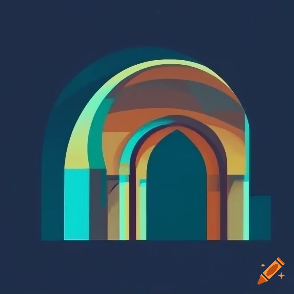 Orphism architecture abstract art with geometric arches on Craiyon